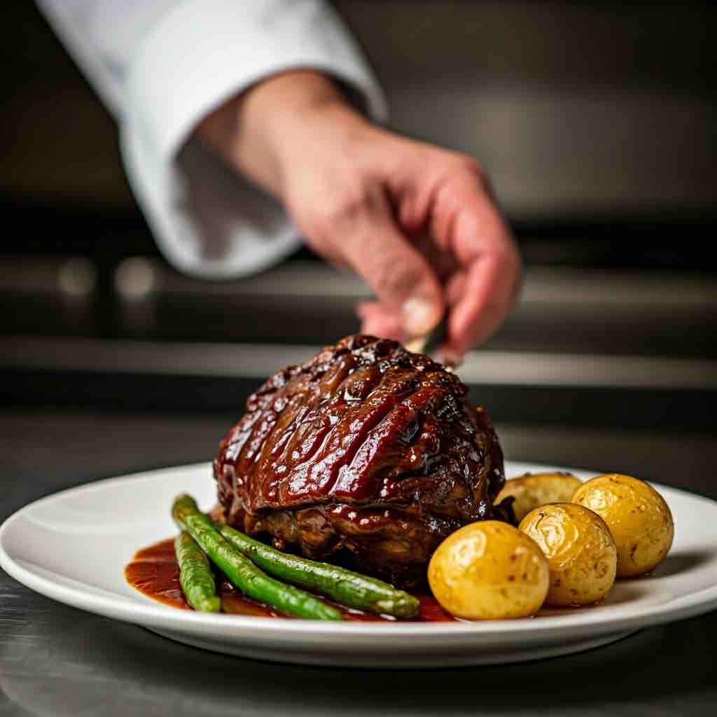 Un plat dressé par le chef